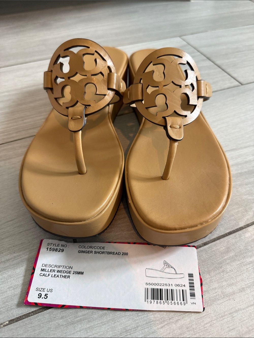 Tory Burch Miller Wedge 2.5mm, Ginger Shortbread, NWOB
